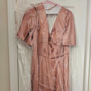 Galina Signature Charmeuse Flutter Sleeve A Line Gown